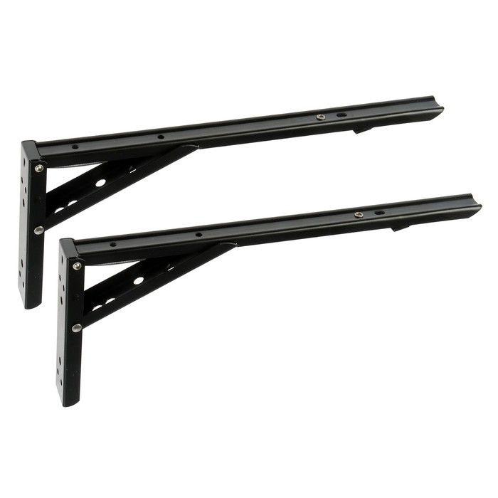 Кронштейн складной для столов и полок ТУНДРА, F001 , 2 шт., длина 350 мм., сталь, цвет черный 9703  #1