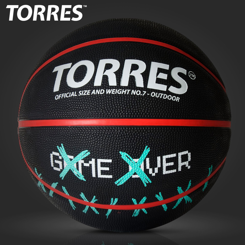 Мяч баскетбольный TORRES TORRESбаскGameOver, 7 размер, черный, красный  купить по выгодной цене в интернет-магазине OZON (204274525)