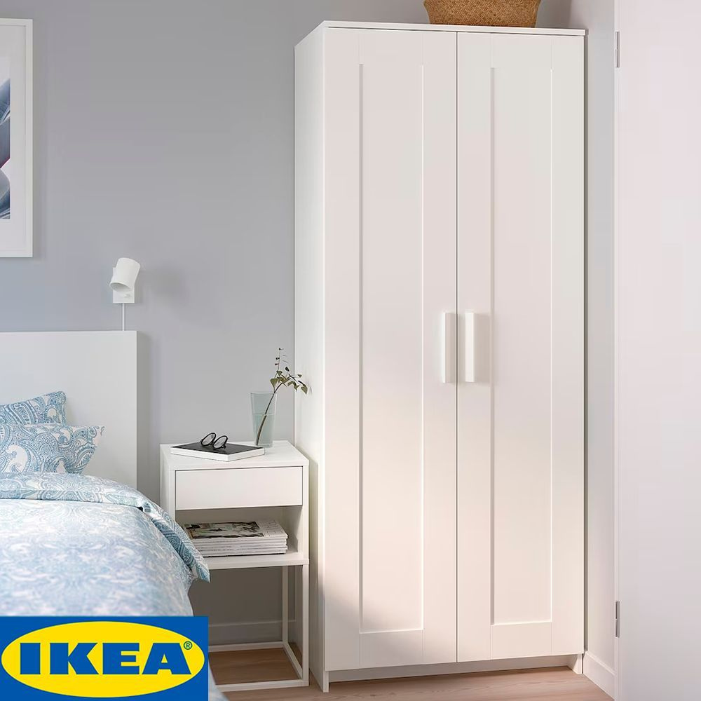 Шкаф распашной IKEA ШКАФЫ ИКЕА BRIMNES_белый, 78x50x190 см - купить по  выгодной цене в интернет-магазине OZON (1257551054)