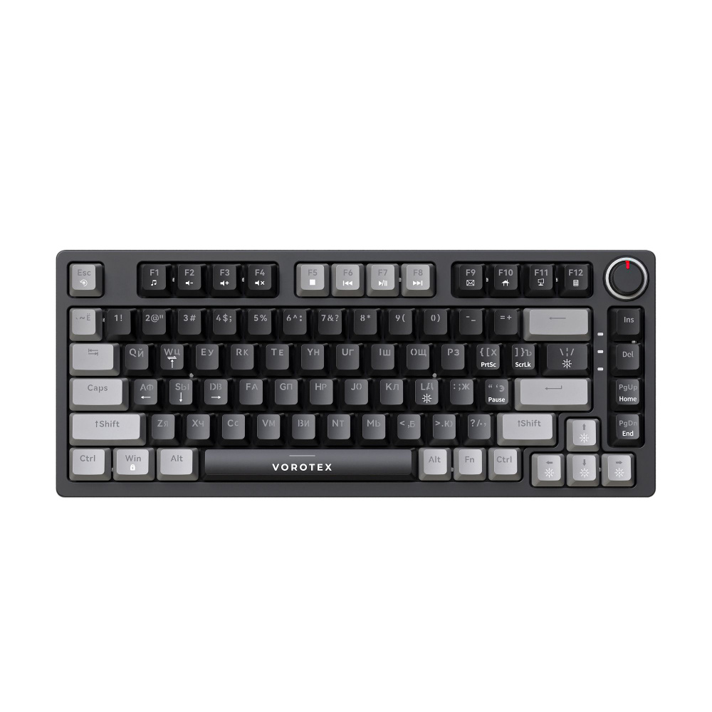 Клавиатура игровая проводная VOROTEX K82S Outemu Red Switch, русская  раскладка (Чёрный, серый)