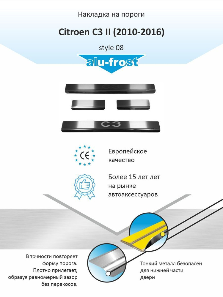Накладки на пороги для Ситроен С3 / Citroen C3 II (2010-2016) style 08 #1