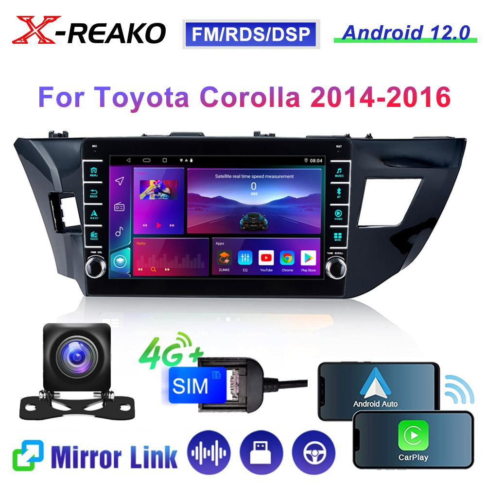 Магнитола для Тойота Королла 2013-2015 Toyota Corolla E180 6+128гб 4G-SIM  DSP Carplay Андроид IPS экран 9 дюймов WiFi Gps Мультимедиа автомабиля2 DIN  - купить в интернет-магазине OZON с доставкой по России (1276993294)