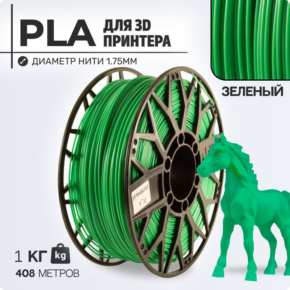 Пластик для 3D принтера PLA. Зеленый. 1,75мм, 1,0 кг. - купить с ...