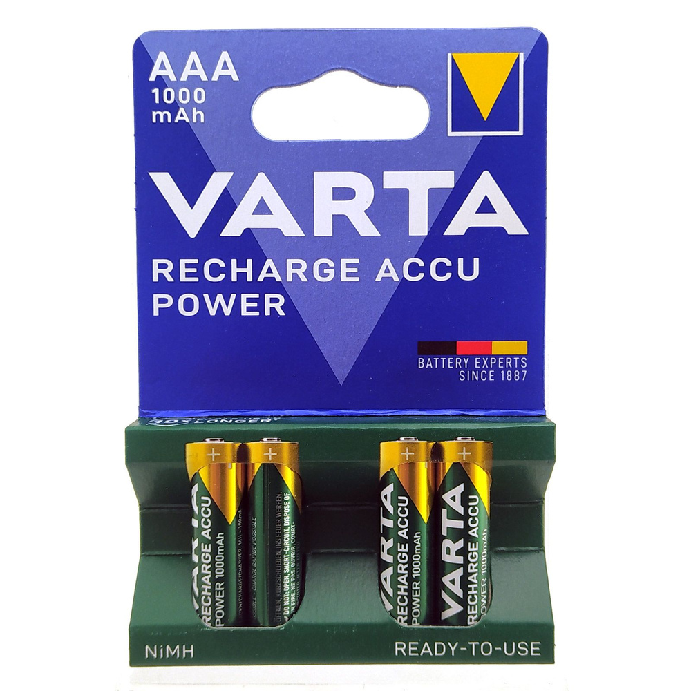 Аккумулятор (4шт) VARTA HR03 AAA Ni-MH 1000mAh 5703 заряженный - купить ...