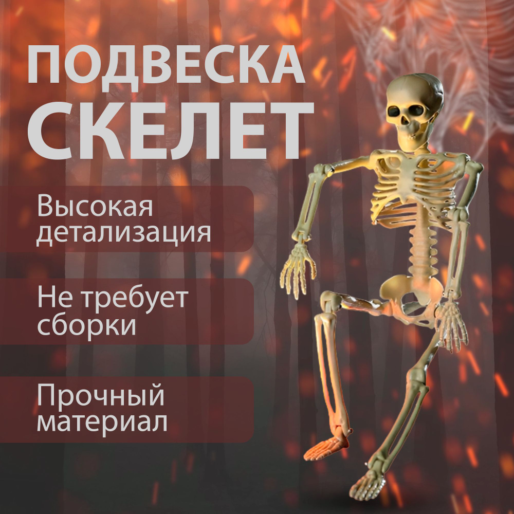 Реалистичный Скелет с подвижными сочленениями, высота 36 см, декорация ...