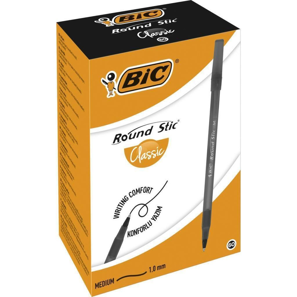 Bic Ручка Шариковая, толщина линии: 1 мм, цвет: Черный, 60 шт.  #1