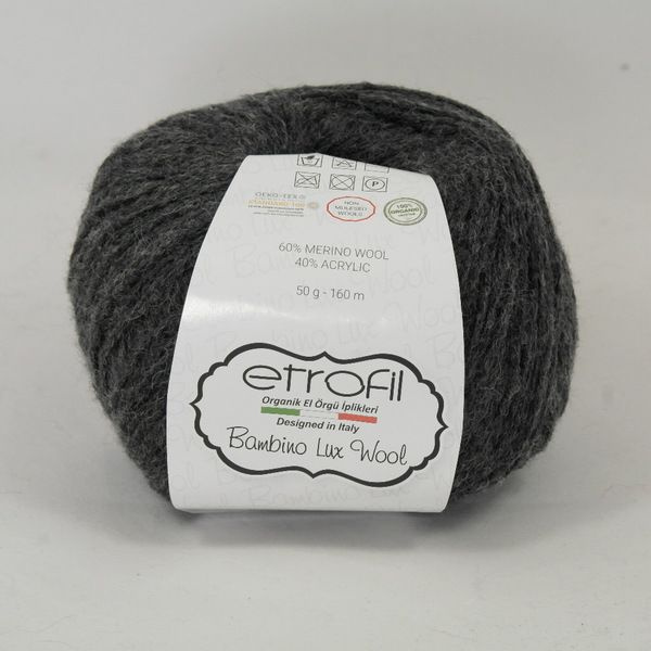 Пряжа Etrofil "Bambino Lux Wool" (антрацит), мериносовая шерсть 60% ,акрил 40% ;5 клубков  #1