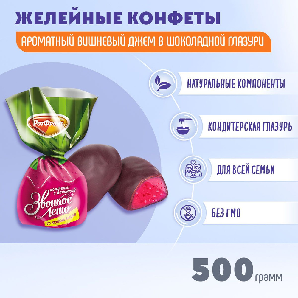 Конфеты Звонкое лето вкус вишни 500 грамм Рот Фронт - купить с доставкой по  выгодным ценам в интернет-магазине OZON (653502922)