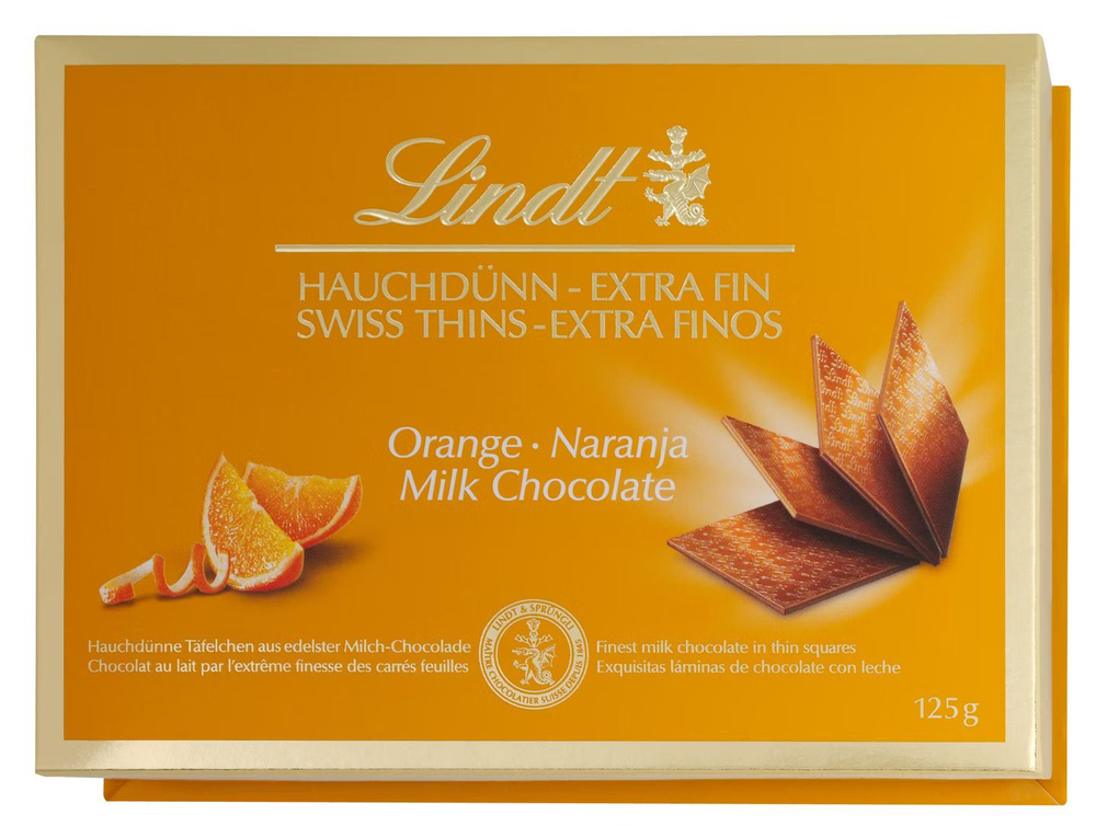 Тонкий молочный шоколад Lindt Swiss Thins - Extra Fin со вкусом апельсина 125 гр (Финляндия)  #1