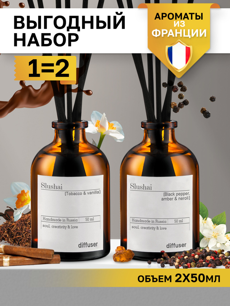 Набор ароматических диффузоров Tobacco&vanilla и Black Pepper&amber, neroli / ароматизатор для дома с #1