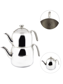 Korkmaz Rena 1.1 Liter and 2.4 Liter Kettle Set in Red, Silver