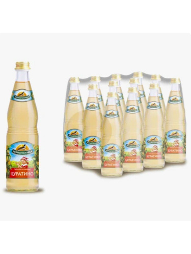 Черноголовка Газированный напиток Буратино, стеклянная бутылка, 12 штук ...