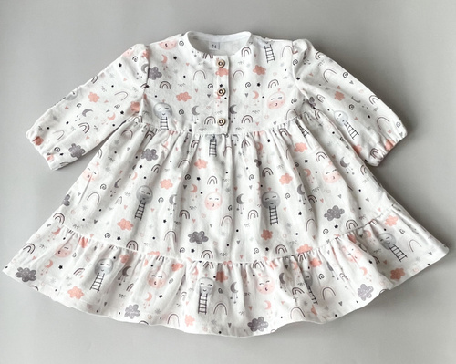 Интересное платье спицами для малышки 3-6 месяцев. Описание вязания