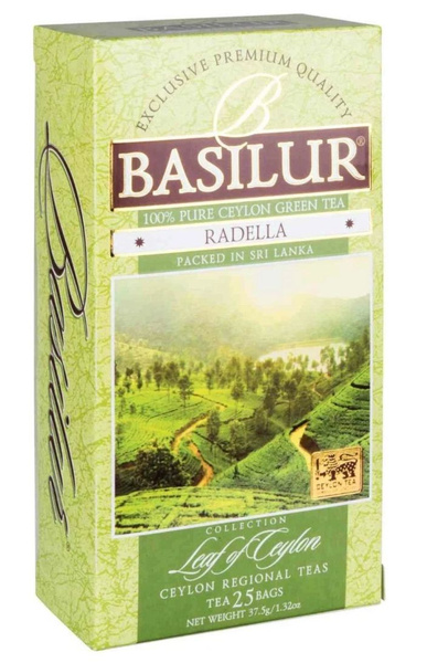 Чай зеленый Basilur Leaf of Ceylon Radella green в пакетиках, 25 пак ...