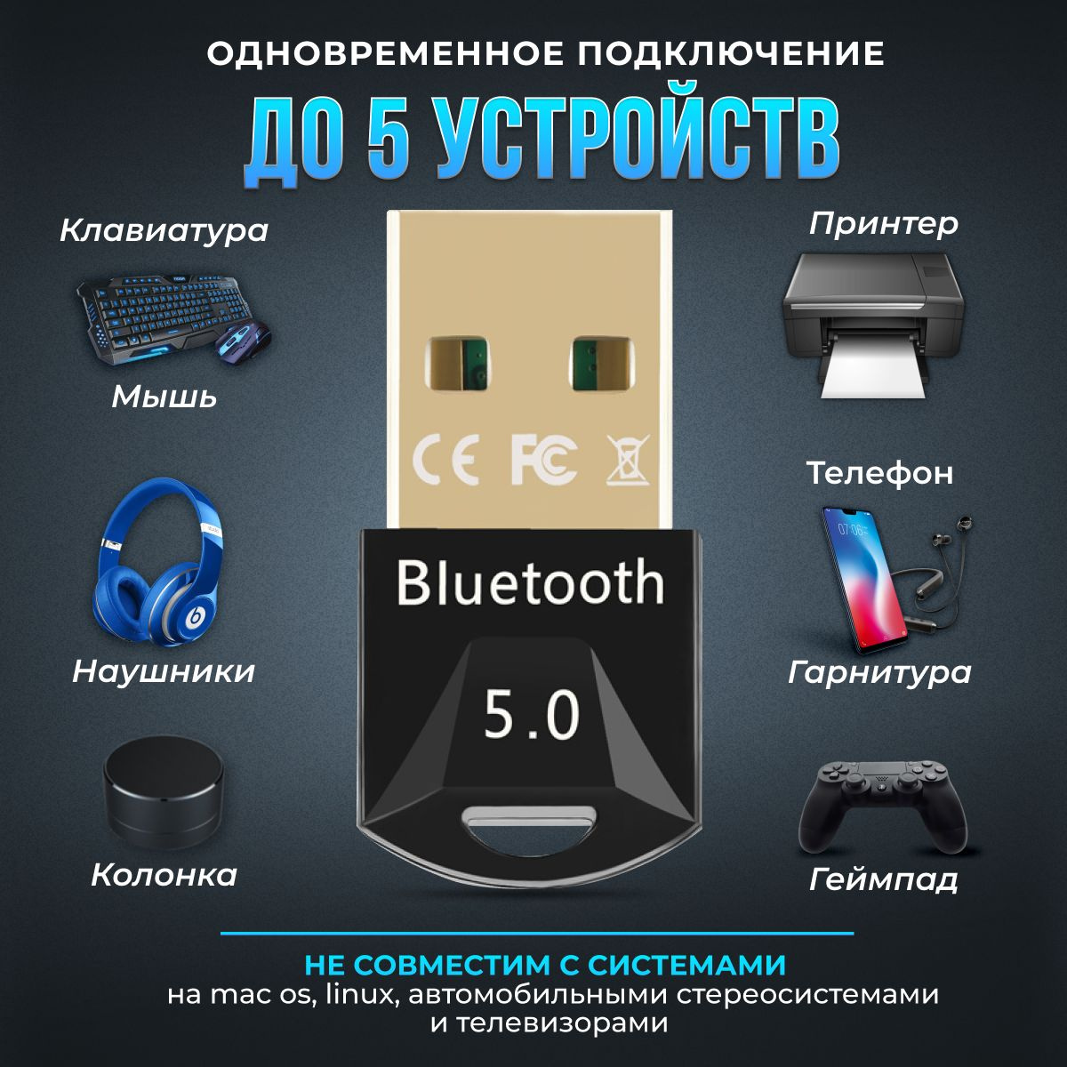 Блютуз адаптер для пк AlisaFox bluetooth адаптер для пк 5.0 купить на ...