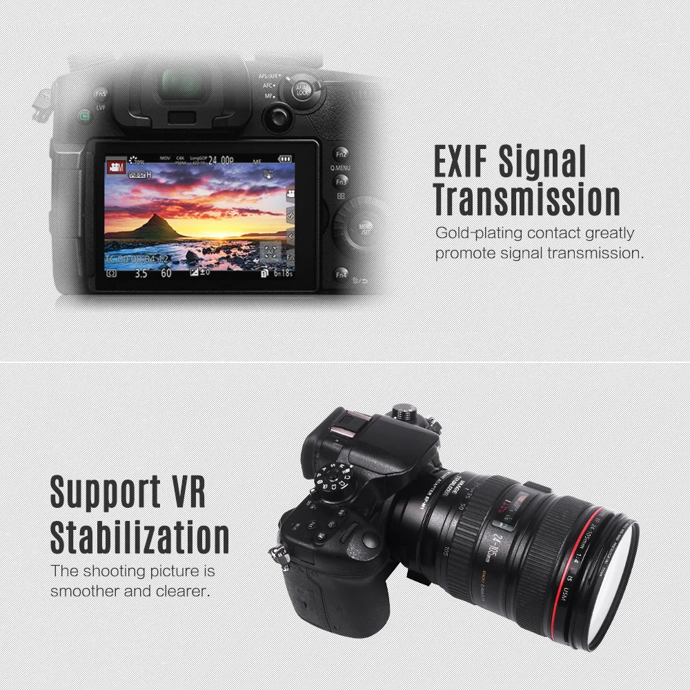 Фотоадаптер кольцо Viltrox EF-M1 для Canon EF/EF-S - M4/3, Panasonic GH5/4/3 Olympus, вариант, фото 6