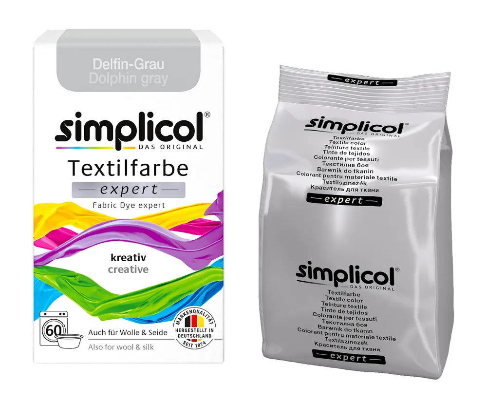 Simplicol краска текстильная Expert СЕРАЯ (150 г, без фиксатора), для хлопка, джинсов, вискозы, льна, смесовых тканей, шёлка, шерсти, Дельфиново-серый, DELFIN-GRAU, 150 г, фото 2