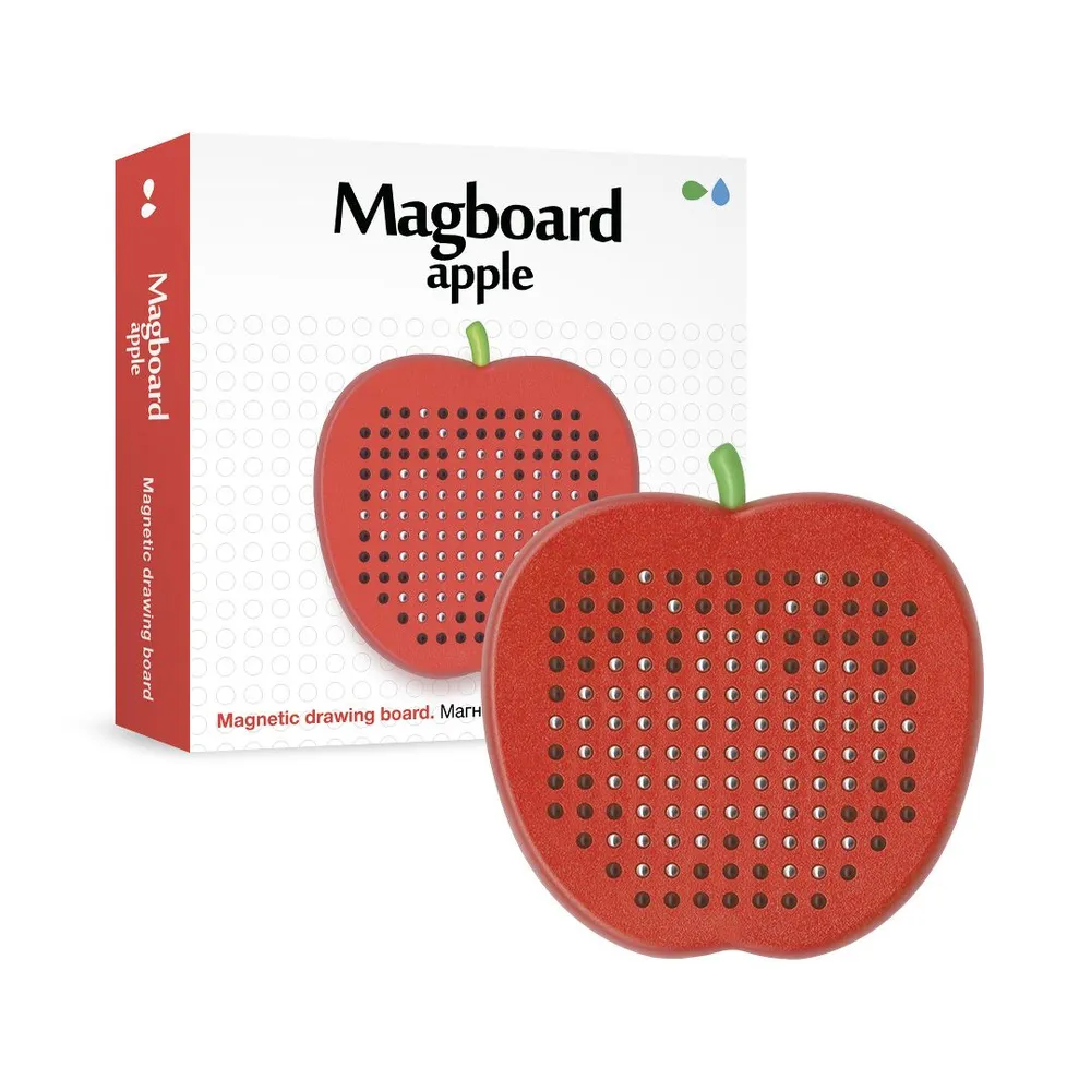 Magboard Яблоко Магнитный планшет для рисования детский с шариками, набор для рисования со стилусом, красный, красный, фото 2