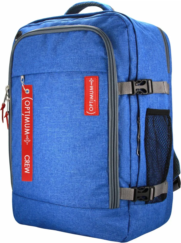 Рюкзак сумка для ручной клади 55 40 20 дорожный Optimum Air RL, темно-серый, голубой, фото 5