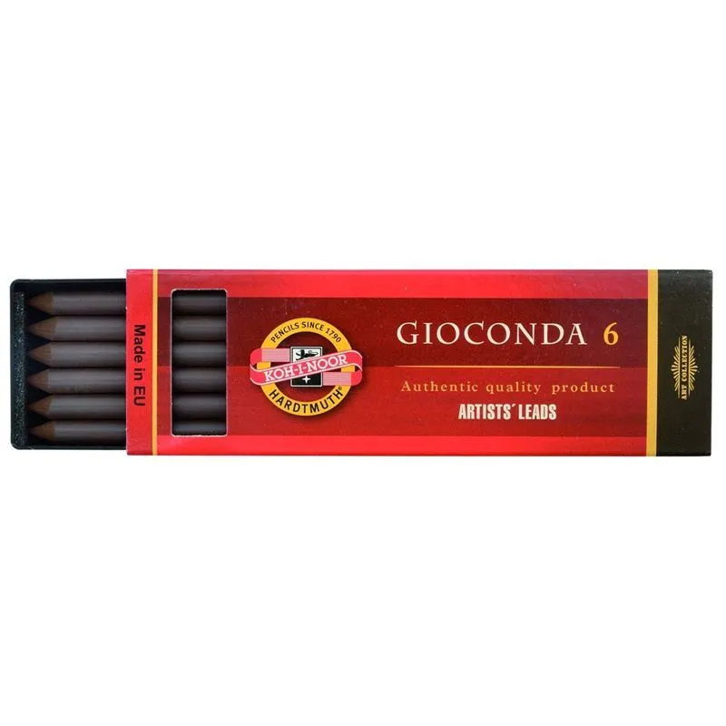 Сепия Koh-I-Noor "Gioconda", коричневая темная, стержень, 5,6мм, 6шт., пластик короб, 6 шт