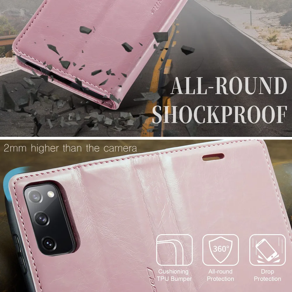 Caseme Кожаный книжка чехол для Samsung Galaxy S20 FE 6,5 дюйма с визитницей из экокожи, вариант, фото 4