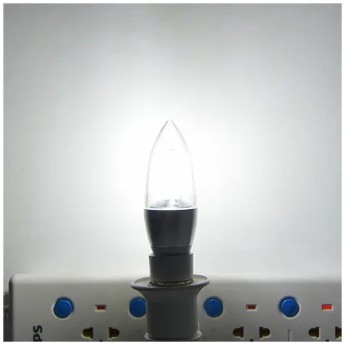 Лампа свеча прямая светодиодная прозрачная E14. 9Вт. Цвет свечения: Холодный белый. 1 штука