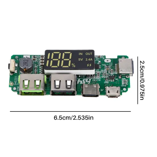 Светодиодная плата зарядки для портативного зарядного устройства с двумя портами USB 5 В 2,4 А Micro