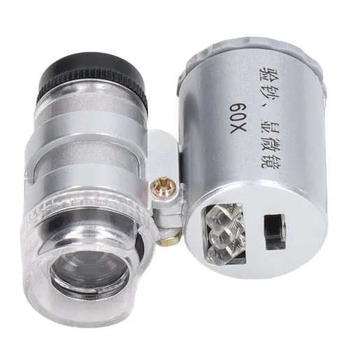 Карманный микроскоп 60X, с регулируемым фокусом и LED подсветкой, инструмент для наблюдения