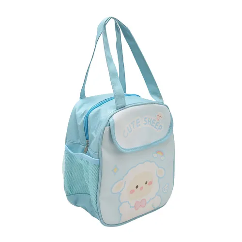 Термосумка для еды, с алюминиевым слоем, большая, для школы, офиса, с мультяшным рисунком, синяя, ов