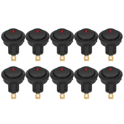 Водонепроницаемый переключатель SPST 12В, круглый тумблер ON/OFF, светодиодная подсветка, серебряные