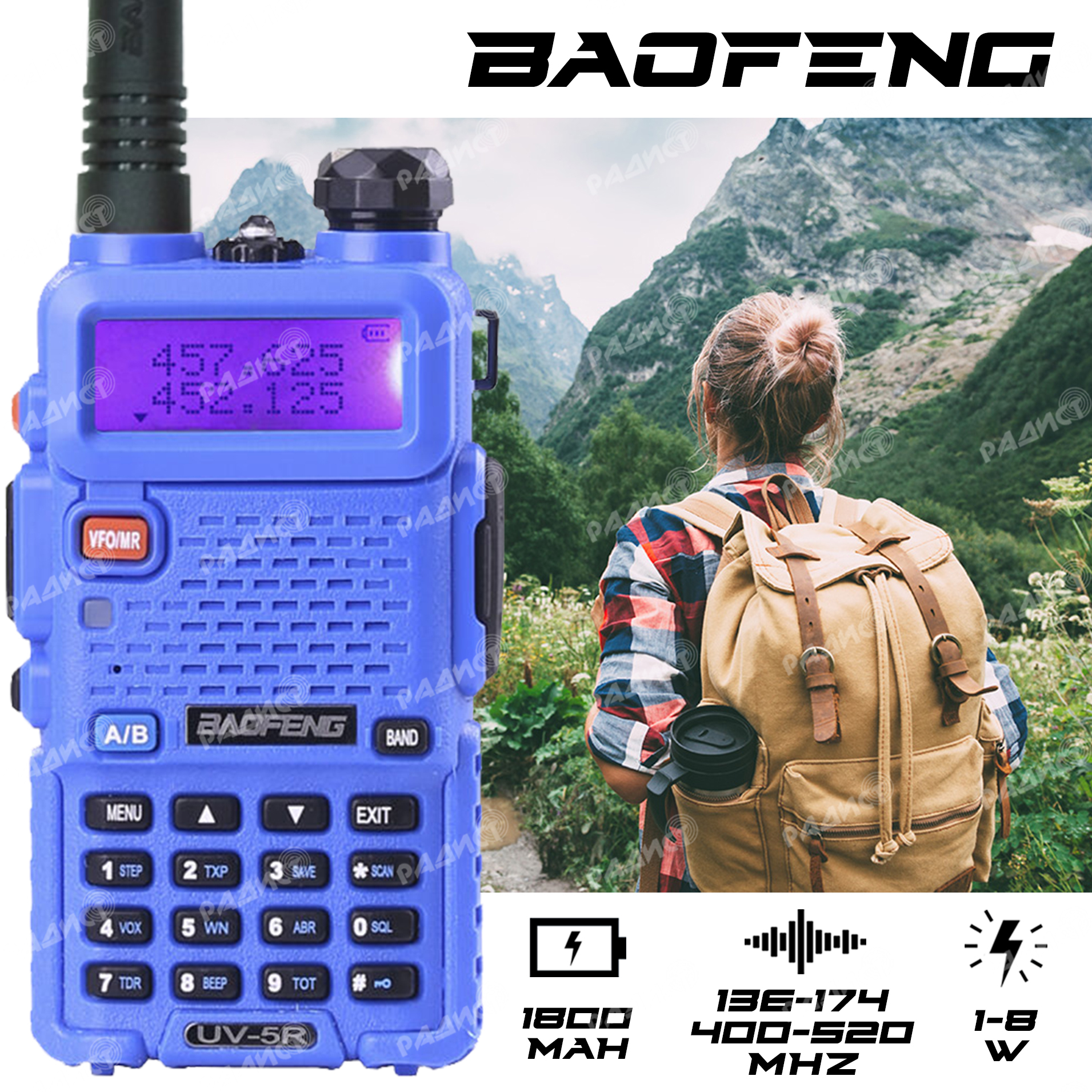 Радиостанция Baofeng UV-5R 8W (3 режима мощности), 128 каналов - купить по  доступным ценам в интернет-магазине OZON (248986485)