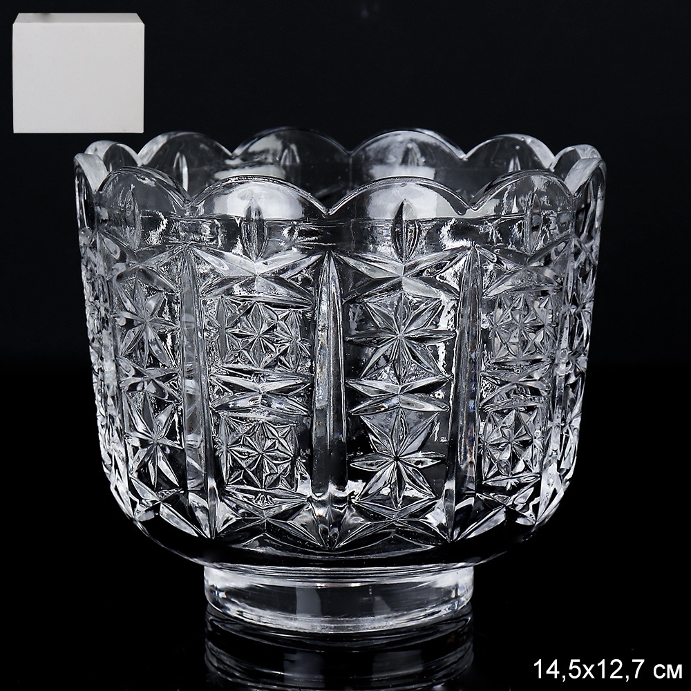 Конфетница стеклянная DR-1421, 14,5 х 12,7 см, прозрачная