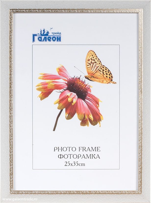 Фоторамка пластиковая 25 х 35 см, белая с золотом
