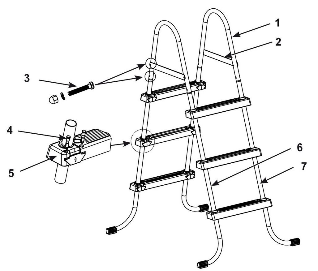Схема сборки лестницы для бассейна интекс