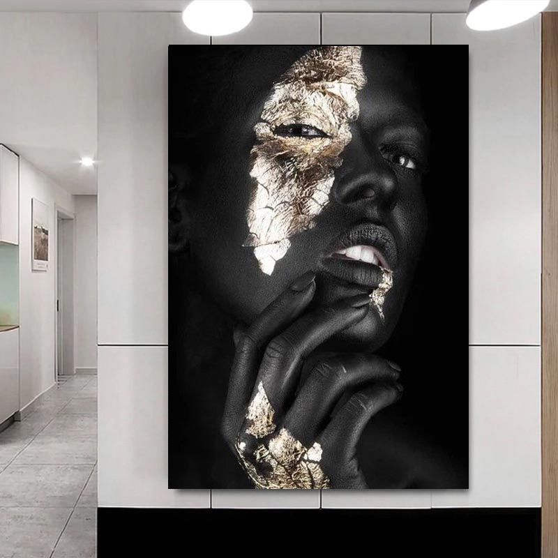 Картина на холсте Девушка в черном стиле золото арт ЧЖ_14_50х70 - купить по  низкой цене в интернет-магазине OZON (1185786507)