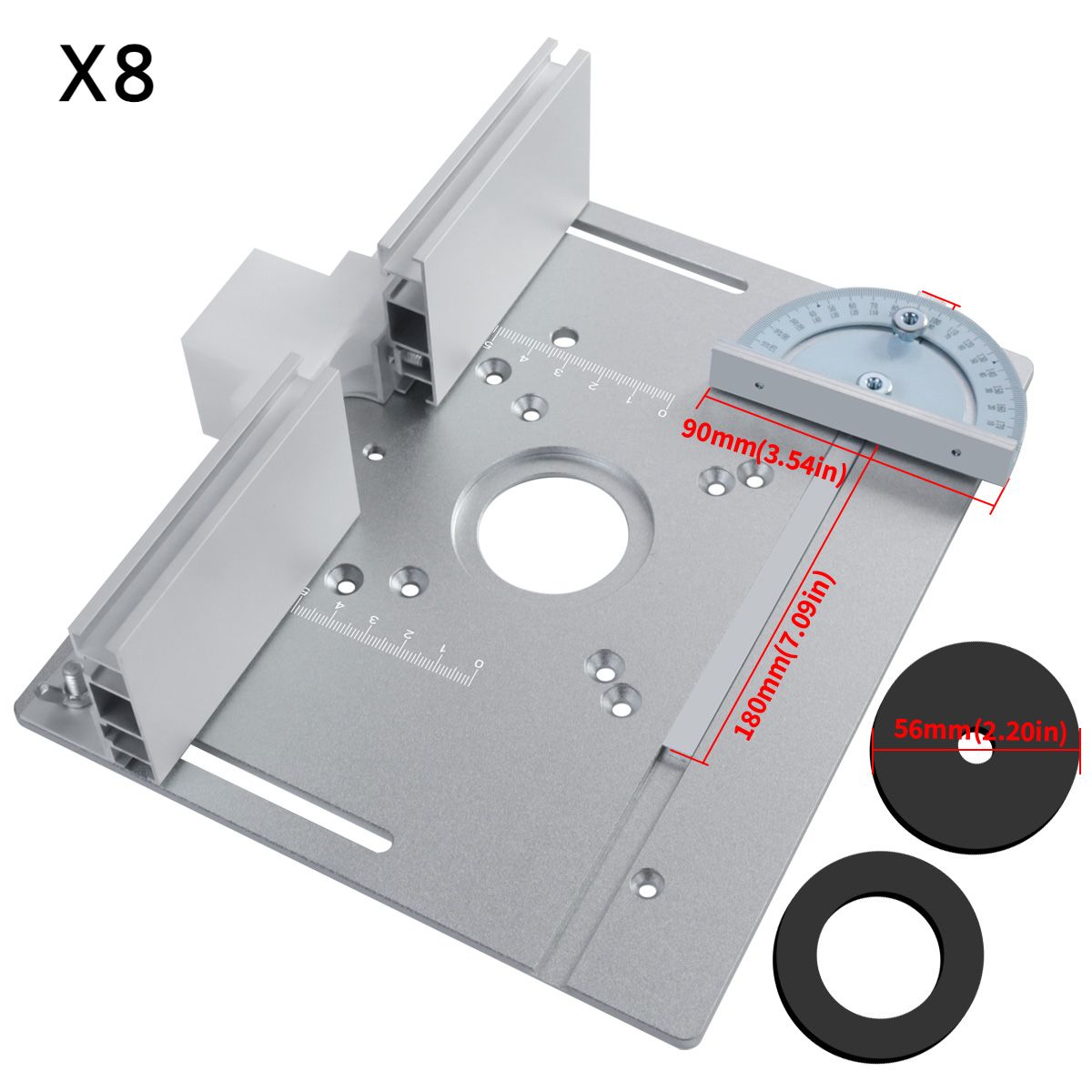 X8алюминиеваяпластинадлявставкивстолмаршрутизаторастранспортиром,длядеревообрабатывающихскамеек,настольнаяпила,многофункциональныйтриммер,гравировальныйстанок