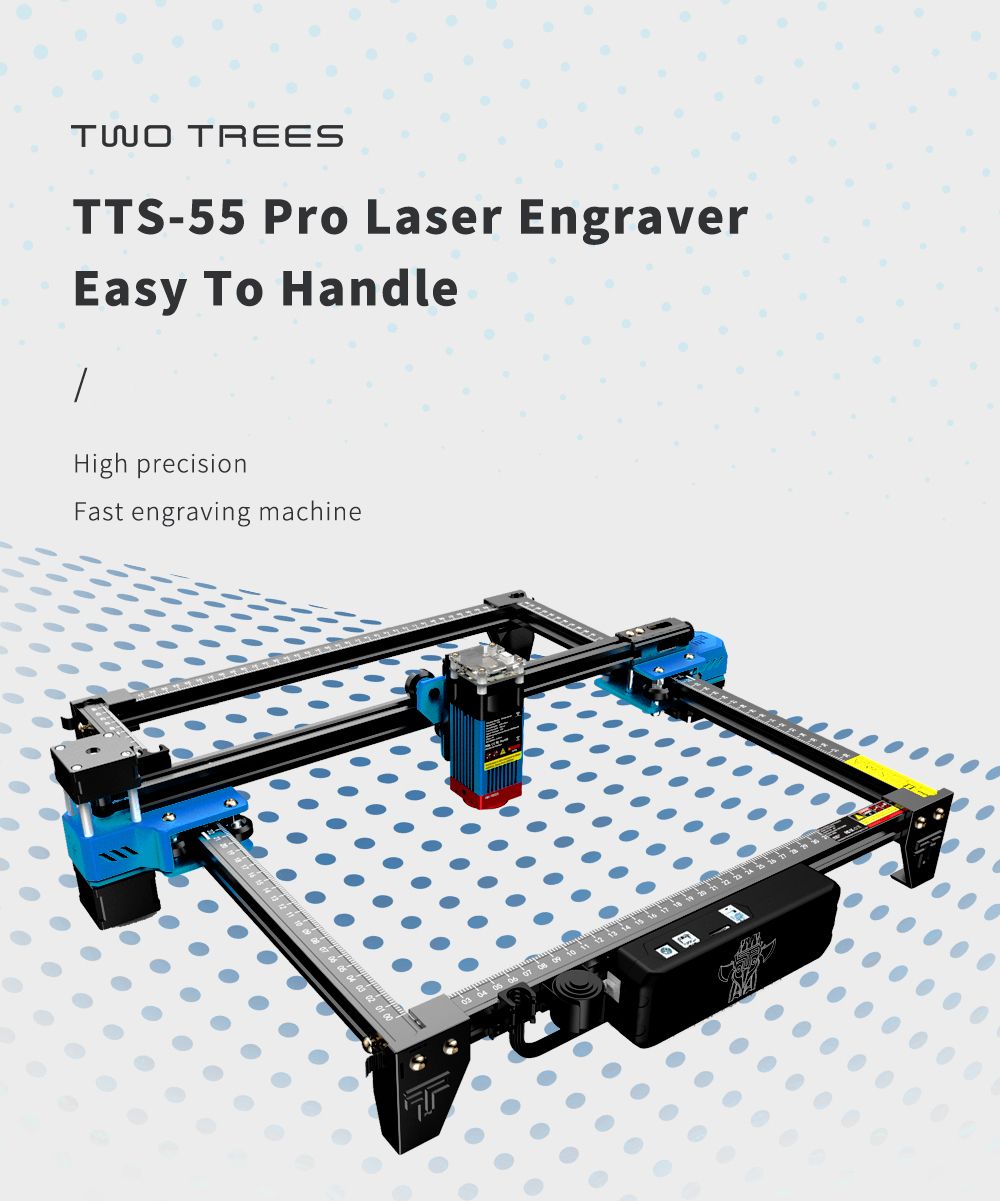 Лазерный гравер TwoTrees TTS55 Pro, 40 Вт, 450 5 нм, 300x300 мм, мощность  лазера 5.5 Вт станок по металлу с Лицензионный код LightBurn 5.5 - купить  по низкой цене в интернет-магазине OZON (1247030644)