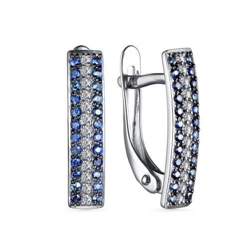 АЛЬКОР Золотые серьги 585 женские с 48 сапфирами и 26 бриллиантами ...