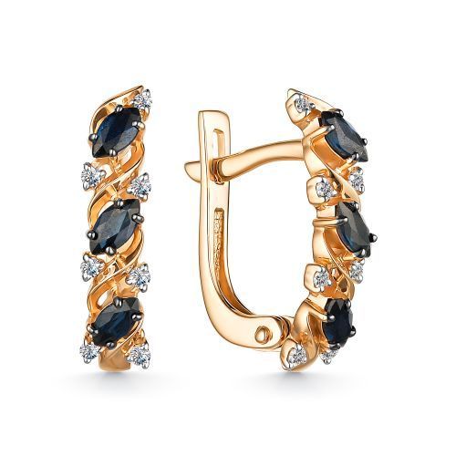 Серьги из красного золота c сапфирами и бриллиантами АЛЬКОР - купить с ...