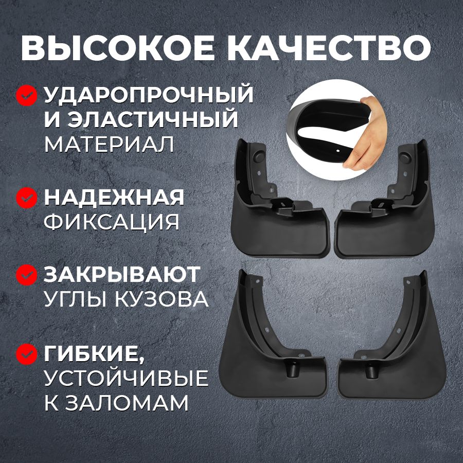 Комплект брызговиков для Haval Jolion 2021-2024 Хавал Джолион, 4 шт ...