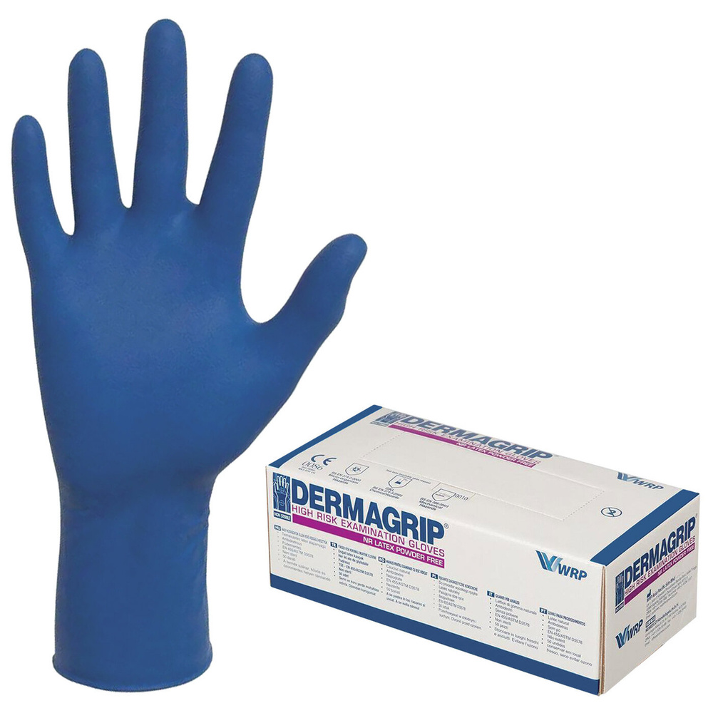 Перчатки медицинские Dermagrip, 8,0 (L), синий - купить с доставкой по ...