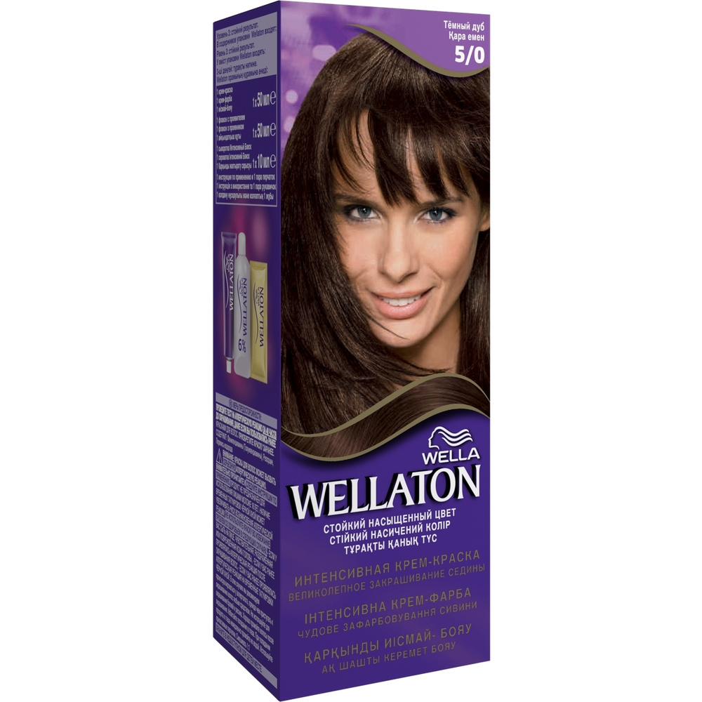 Wella Крем краска для волос стойкая Wellaton, 5/0. Темный дуб, 110мл -  купить с доставкой по выгодным ценам в интернет-магазине OZON (620124596)