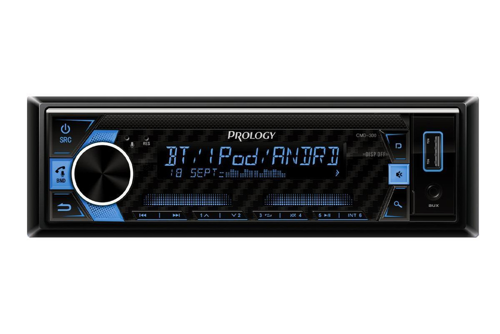 Автомагнитола PROLOGY PRCMD300 1DIN, FM/USB/BT с DSP процессором,синяя подсветка  #1