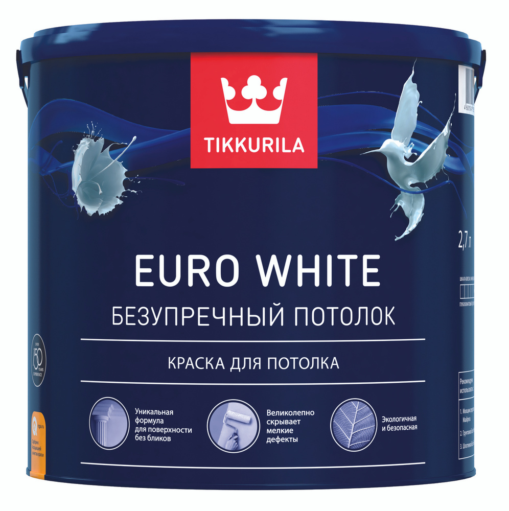 Краска Tikkurila 700009609 Быстросохнущая, Водоэмульсионная, Глубокоматовое  покрытие, белый - купить в интернет-магазине OZON по выгодной цене  (222770139)