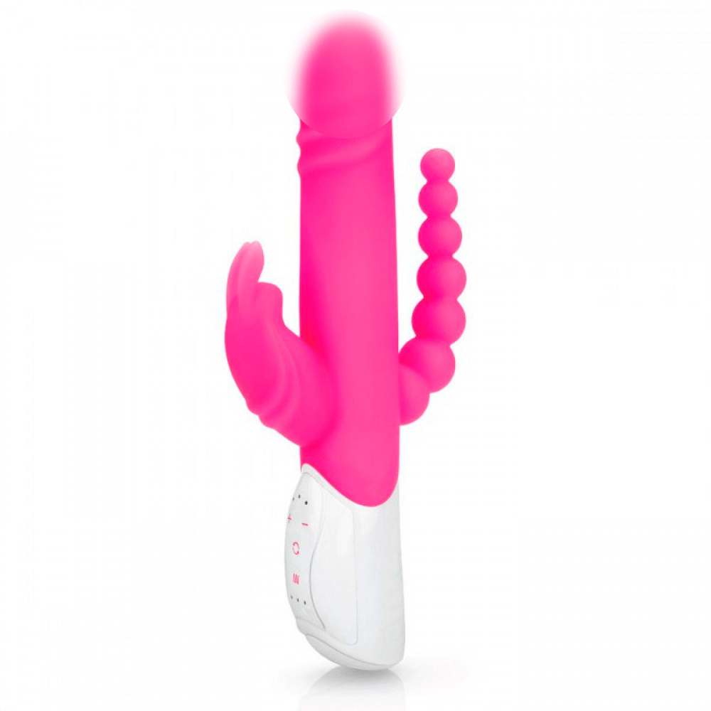 Вибратор для тройной стимуляции Double Penetration Rabbit Vibrator с  вращающимися шариками (7 режимов) - купить с доставкой по выгодным ценам в  интернет-магазине OZON (224634128)