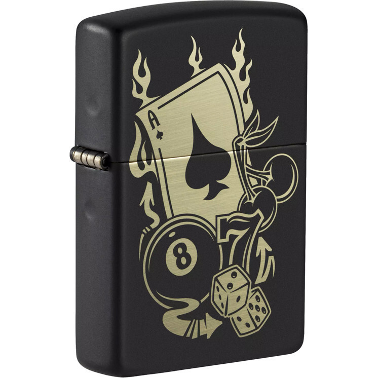 Зажигалка ZIPPO бензиновая Gambling Design Black Matte 49257 #1