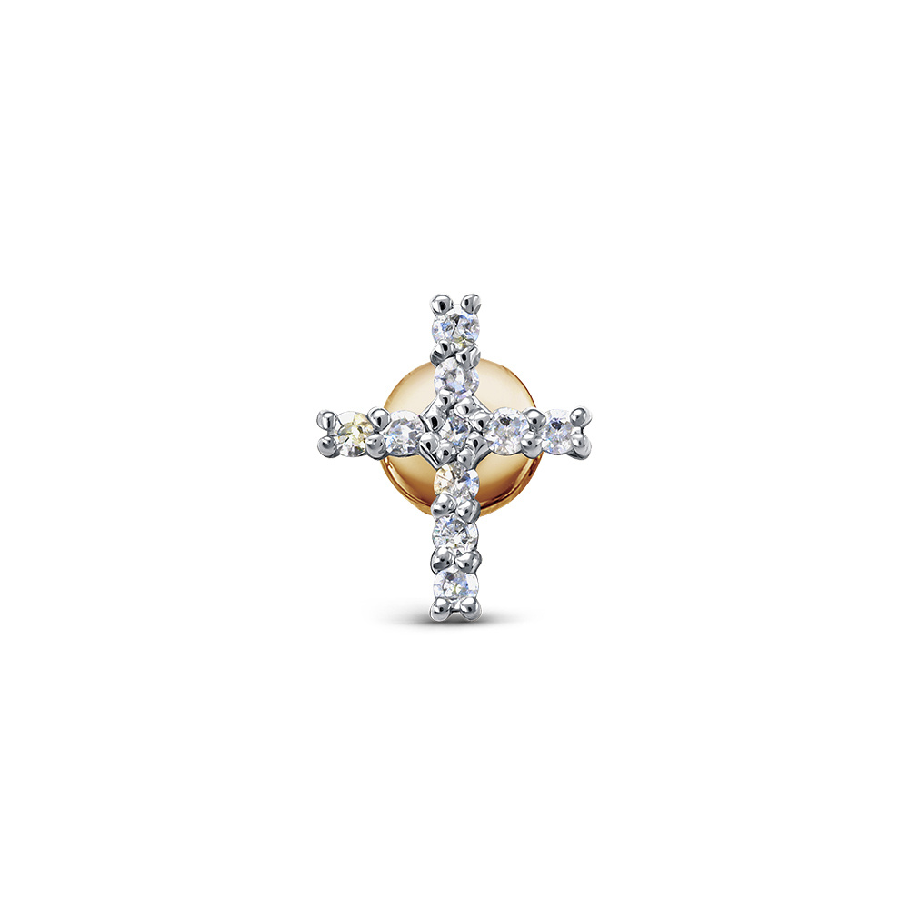 Vesna jewelry Пирсинг Золотая моносерьга крестик с натуральнымибриллиантами - купить с доставкой по выгодным ценам в интернет-магазинеOZON (232023249)