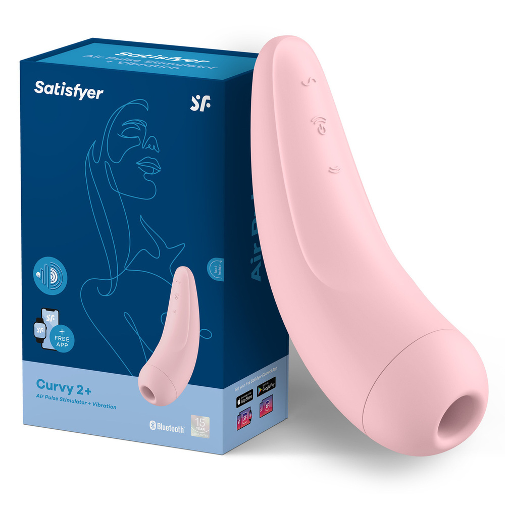 Вакуумный стимулятор с вибрацией Satisfyer Curvy 2+ с возможностью  управления через приложение Сатисфаер вакумный вибратор женский - купить с  доставкой по выгодным ценам в интернет-магазине OZON (220002639)