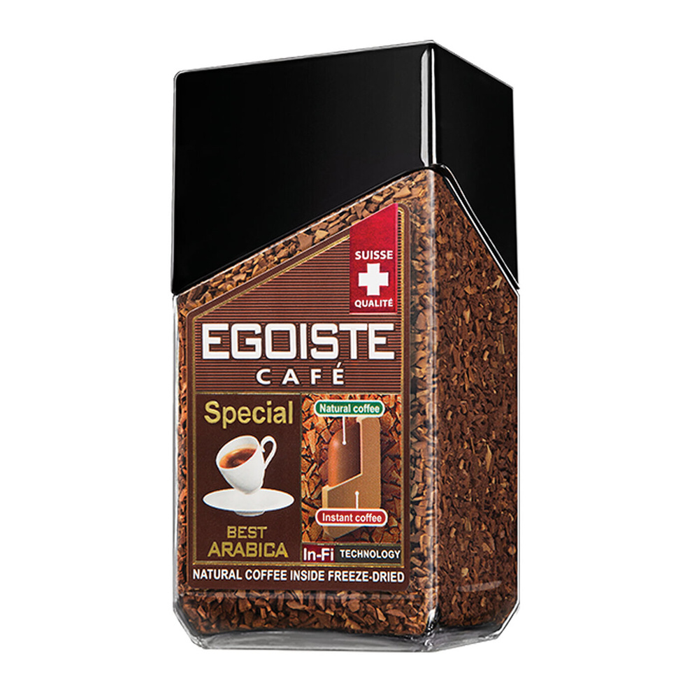 Кофе молотый в растворимом EGOISTE "Special", натуральный, 100 г, 100% арабика, стеклянная банка, 8606 #1