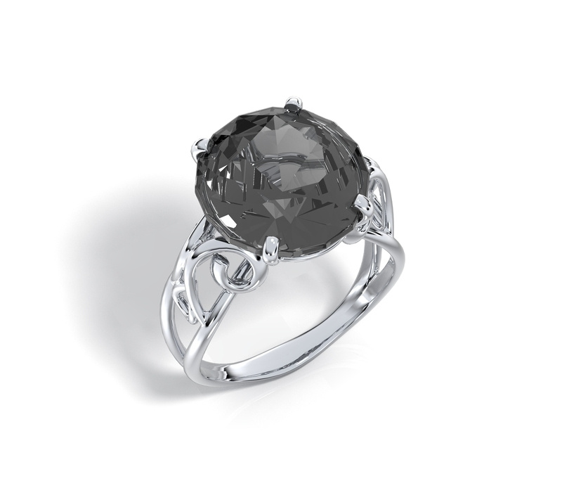 Элегант Голд Кольцо серебряное женское с крупным камнем / из серебра с черным бриллиантом - купить с доставкой по выгодным ценам в интернет-магазине OZON (231604990)